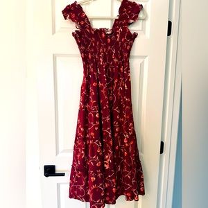 Hill House Home The Ellie Nap Dress Burgundy Botanical Summer Lightweight XS